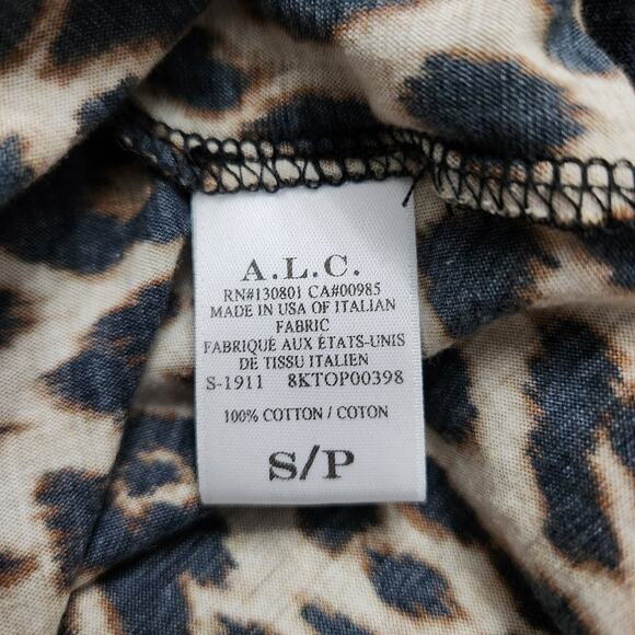 A.L.C. Leopard Print Puff Sleeve Blouse Size Small - Picture 4 of 5